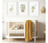 About Wall Art Giraffe Nursery | Set of 3 wall art prints - A2 16.54 x 23.39 in / 42 x 59.4 cm - Satin Photo paper 280 gsm - Black Frame