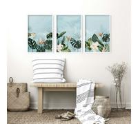 About Wall Art Green wall art for living room | Set of 3 wall art prints - A4 8.27 x 11.69 in / 21 x 29.7 cm - Black Frame