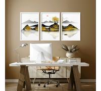 About Wall Art Home office decor ideas | set of 3 Japanese wall art - 20 x 30 in / 50 x 76 cm - Unframed