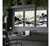 About Wall Art Home Office Wall Accessories | Set of 3 wall art prints - A3 11.69 x 16.54 in / 29.7 x 42 cm - Black Frame