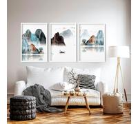 About Wall Art Japandi interior design | set of 3 wall art prints for Living room - A2 16.54 x 23.39 in / 42 x 59.4 cm - Black Frame