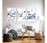 About Wall Art Japanese cherry blossom tree | set of 3 framed wall art - 20 x 30 in / 50 x 76 cm - Matte Museum Quality Art Paper 290 gsm - Black Frame