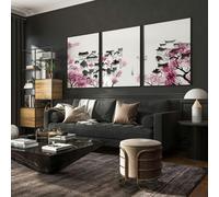 About Wall Art Japanese Flower Art | Set of 3 wall art prints - 20 x 30 in / 50 x 76 cm - Polyester Canvas 260 gsm - Canvas wrapped
