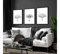 About Wall Art Japanese Prints | Set of 3 wall art prints - A2 16.54 x 23.39 in / 42 x 59.4 cm - Oak Frame