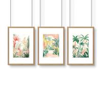 About Wall Art Large Canvas Wall Art For Living Room | Set of 3 Beach Decor Wall art Prints - 20 x 30 in / 50 x 76 cm - Satin Photo paper 280 gsm - Oak Frame