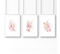 About Wall Art Large Paintings For Wall | Set of 3 Seashells Wall art Prints - A4 8.27 x 11.69 in / 21 x 29.7 cm - Satin Photo paper 280 gsm - White Frame