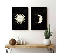 About Wall Art Large print for living room | Set of 2 Sun and Moon wall art - A3 11.69 x 16.54 in / 29.7 x 42 cm - Black Frame