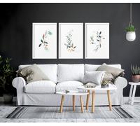 About Wall Art Living room art | set of 3 wall art prints - A3 11.69 x 16.54 in / 29.7 x 42 cm - Oak Frame