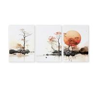 About Wall Art Living Room Wall Decor | Set of 3 Asian Inspired Wall art Prints - 16 x 22 inches / 40.65 cm x 56 cm - Polyester Canvas 260 gsm - Canvas wrapped