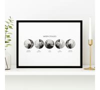 About Wall Art Lunar phases wall art for hallway decor - A4 8.27 x 11.69 in / 21 x 29.7 cm - Black Frame