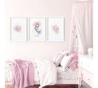 About Wall Art Mermaid Decorations Bedroom | Set of 3 wall art prints - 20 x 30 in / 50 x 76 cm - Matte Museum Quality Art Paper 290 gsm - Oak Frame