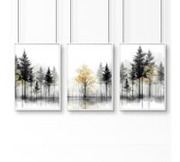 About Wall Art Modern Living Room Wall Art | Set of 3 Asian Inspired Wall art Prints - 20 x 30 in / 50 x 76 cm - Matte Museum Quality Art Paper 290 gsm - White Frame