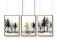 About Wall Art Modern Living Room Wall Art | Set of 3 Asian Inspired Wall art Prints - 20 x 30 in / 50 x 76 cm - Satin Photo paper 280 gsm - Oak Frame