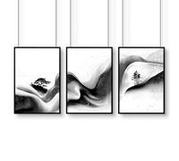 About Wall Art Modern Wall Art Living Room | Set of 3 Asian Inspired Wall art Prints - 20 x 30 in / 50 x 76 cm - Matte Museum Quality Art Paper 290 gsm - Black Frame