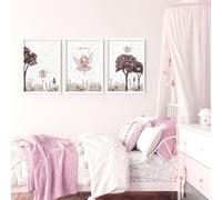 About Wall Art Nursery Pictures Framed | Set of 3 wall art prints - 16 x 22 inches / 40.65 cm x 56 cm - Polyester Canvas 260 gsm - Canvas wrapped