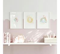 About Wall Art Nursery Rainbow Decor | Set of 3 wall art prints - A3 11.69 x 16.54 in / 29.7 x 42 cm - Satin Photo paper 280 gsm - Black Frame