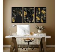 About Wall Art Office decor for walls | set of 3 Tropical gold wall art prints - A2 16.54 x 23.39 in / 42 x 59.4 cm - Unframed