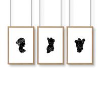 About Wall Art Posters With Frames | Set of 3 Sculpture Wall art Prints - 20 x 30 in / 50 x 76 cm - Satin Photo paper 280 gsm - Oak Frame