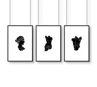 About Wall Art Posters With Frames | Set of 3 Sculpture Wall art Prints - A3 11.69 x 16.54 in / 29.7 x 42 cm - Satin Photo paper 280 gsm - Black Frame