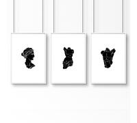 About Wall Art Posters With Frames | Set of 3 Sculpture Wall art Prints - A4 8.27 x 11.69 in / 21 x 29.7 cm - Satin Photo paper 280 gsm - White Frame