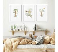 About Wall Art Safari Nursery Pictures | Set of 3 wall art prints - A3 11.69 x 16.54 in / 29.7 x 42 cm - White Frame