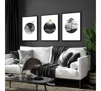 About Wall Art Scandi wall art | set of 3 framed wall art - A3 11.69 x 16.54 in / 29.7 x 42 cm - Black Frame