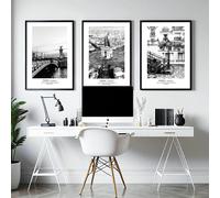 About Wall Art Vintage posters travel | set of 3 Paris wall art prints - 16 x 22 inches / 40.65 cm x 56 cm - Canvas wrapped