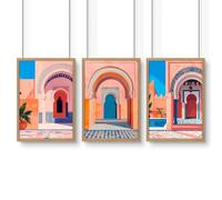 About Wall Art Wall Art For Living Room Framed | Set of 3 Moroccan Inspired Wall art Prints - A2 16.54 x 23.39 in / 42 x 59.4 cm - Matte museum Quality Art Paper 290 gsm - Oak Frame
