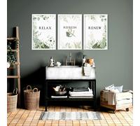 About Wall Art Wall art for the bathroom | Set of 3 art prints - A2 16.54 x 23.39 in / 42 x 59.4 cm - Black Frame