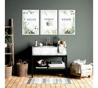 About Wall Art Wall art for the bathroom | Set of 3 art prints - A4 8.27 x 11.69 in / 21 x 29.7 cm - Black Frame