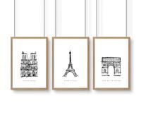 About Wall Art Wall Art Framed For Living Room | Set of 3 Paris Landmarks Wall art Prints - A2 16.54 x 23.39 in / 42 x 59.4 cm - Satin Photo paper 280 gsm - Oak Frame