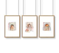 About Wall Art Wall Canvases For Living Room | Set of 3 Moroccan Inspired Wall art Prints - A2 16.54 x 23.39 in / 42 x 59.4 cm - Matte Museum Quality Art Paper 290 gsm - Oak Frame