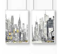 About Wall Art Wall Decor For Hallway | Set of 2 Urban Skyscrapers Wall art Prints - A4 8.27 x 11.69 in / 21 x 29.7 cm - Satin Photo paper 280 gsm - White Frame