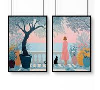 About Wall Art Wall Decor Hallway | Set of 2 Italian Lifestyle Wall art Prints - 20 x 30 in / 50 x 76 cm - Matte Museum Quality Art Paper 290 gsm - Black Frame