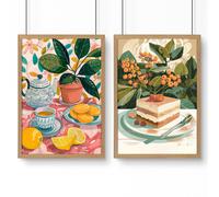 About Wall Art Wall Decor Ideas For Hallway | Set of 2 Italian Lifestyle Wall art Prints - A4 8.27 x 11.69 in / 21 x 29.7 cm - Satin Photo paper 280 gsm - Oak Frame