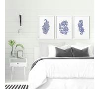 About Wall Art Wall hanging boho | set of 3 Paisley wall art for bedrooms - A3 11.69 x 16.54 in / 29.7 x 42 cm - Oak Frame