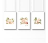 About Wall Art Wall Picture With Frame | Set of 3 Moroccan Wall art Prints - 20 x 30 in / 50 x 76 cm - Matte Museum Quality Art Paper 290 gsm - White Frame
