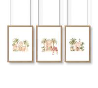 About Wall Art Wall Picture With Frame | Set of 3 Moroccan Wall art Prints - A4 8.27 x 11.69 in / 21 x 29.7 cm - Satin Photo paper 280 gsm - Oak Frame