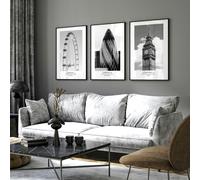 About Wall Art Wall pictures for living room ideas | set of 3 London wall art prints - 20 x 30 in / 50 x 76 cm - Black Frame