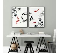 About Wall Art Workplace gallery wall | set of 2 Japanese wall art - A2 16.54 x 23.39 in / 42 x 59.4 cm - Oak Frame