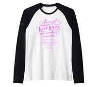 Above All Keep Loving One Another Bible Verse Faith God Pray Raglan Baseball Tee