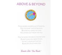 Above & Beyond Appreciation Greeting Card & Amazing Lapel Pin Gift, Perfect for Employee, Teacher, Student, Co-worker, Volunteer Recognition and Thanks