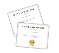 Above & Beyond Award Certificate 6pk Linen 8.5x11” Volunteer Appreciation Mentor Sponsor Work Office Excellence Community Service