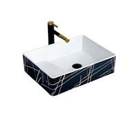 Above Counter 50 * 38 * 14cm Balcony Ceramic Countertop Basin Household Rectangular Art Bathroom Sink with Accessories Vanity