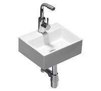Above Counter Wall Mount Small Bathroom Sink 13" White Rectangle Vessel Handmade Porcelain Ceramic Art Basin for, Powder Room Etc Vanity