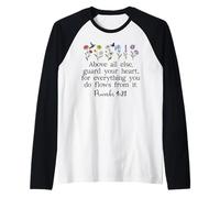 Above Else Guard Your Heart Proverbs 4:23 Bible Verse Jesus Raglan Baseball Tee