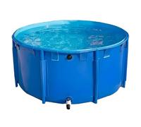 Above Ground Canvas Fish Pond, Collapsible Aquarium Pool Pond with Plastic Frame and Drain Valve, Large Fish Tank For Outdoor, Round Koi Goldfish Pond with Thickening PVC Liner(H 0.8 x D 2 m)