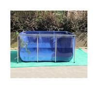 Above Ground Canvas Fish Pond Large Aquaculture Pool with Steel Frame Transparent Window Flexible Pond Liners for Koi, Goldfish Breeding(140x140x71cm)