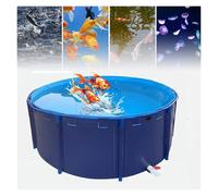 Above-Ground Canvas Fish Pond, Large Indoor Aquarium with Steel Frame, PVC Folding Koi Pond with Drain Valve for Easy Maintenance