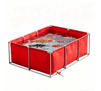 Above Ground Fish Pond,Large Temporary Holding Tank with Drain Valve | Aquarium Pool Pond Multifunction PVC Canvas Pool for Ponds,With Drain Valve,for Koi Culture Agricultural Irrigation Red 1×1
